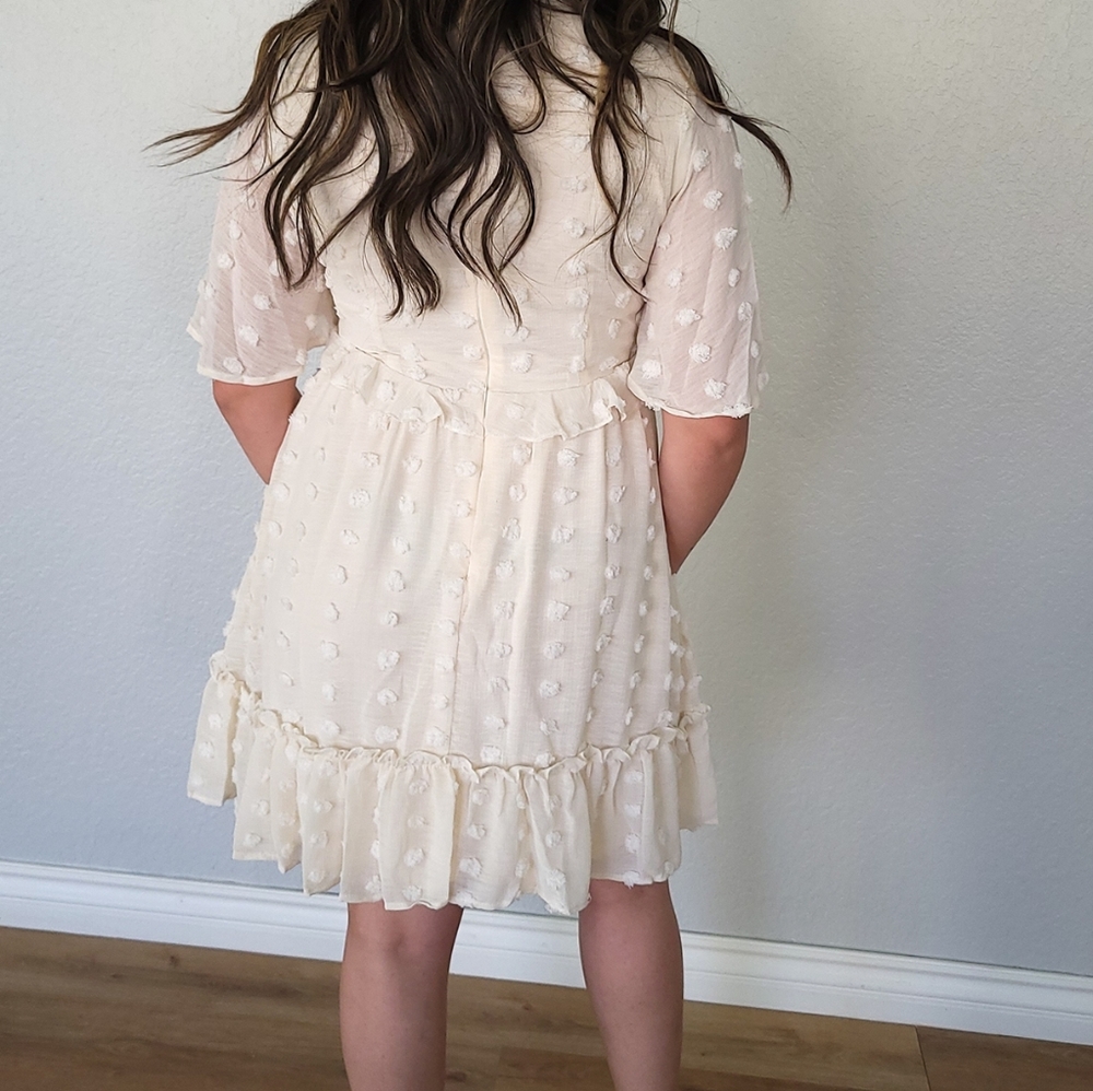 SWISS DOT V-NECK RUFFLE DRESS - Picture 4 of 4